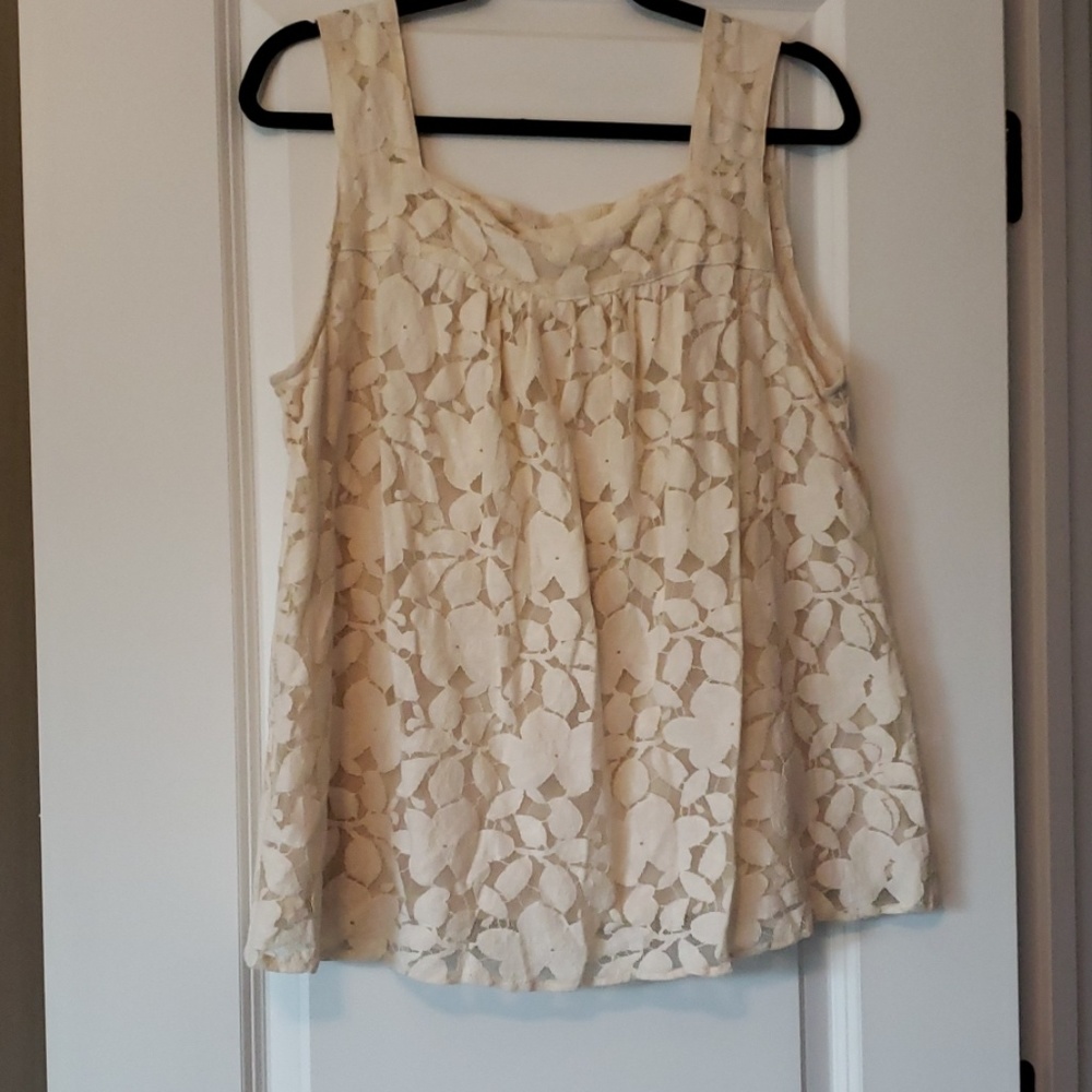 Beige lace tank top
